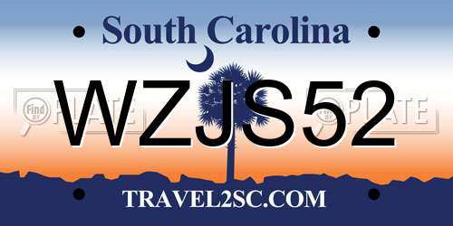 WZJS52 South Carolina License Plate