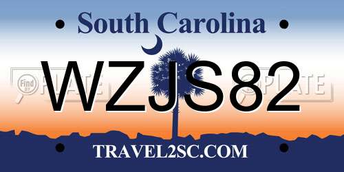 WZJS82 South Carolina License Plate