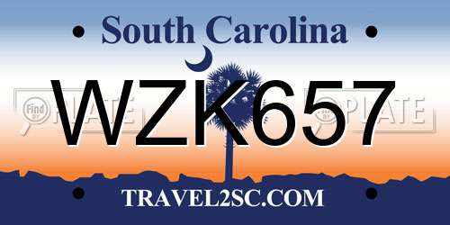 WZK657 South Carolina License Plate