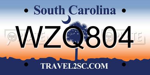 WZQ804 South Carolina License Plate