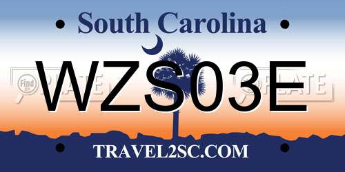 WZS03E South Carolina License Plate