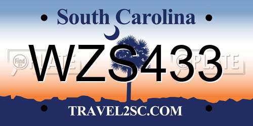 WZS433 South Carolina License Plate