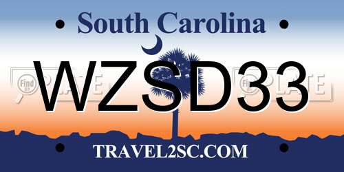 WZSD33 South Carolina License Plate
