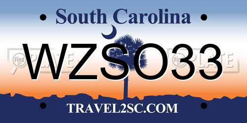 WZSO33 South Carolina License Plate