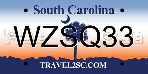 WZSQ33 South Carolina License Plate