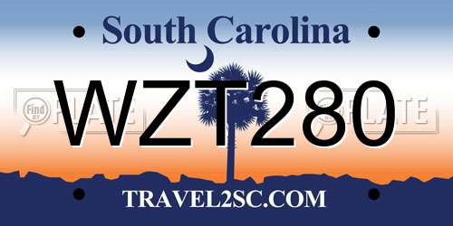 WZT280 South Carolina License Plate