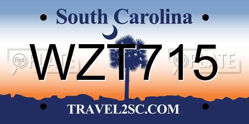 WZT715 South Carolina License Plate