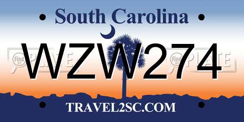 WZW274 South Carolina License Plate