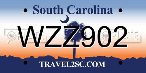 WZZ902 South Carolina License Plate