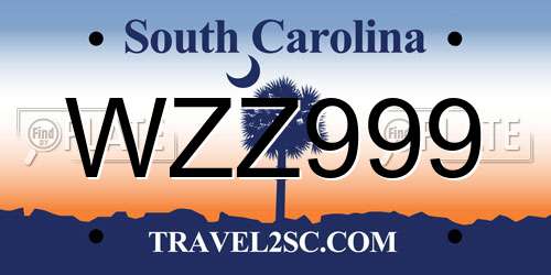 WZZ999 South Carolina License Plate