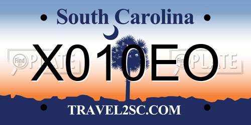 X010EO South Carolina License Plate