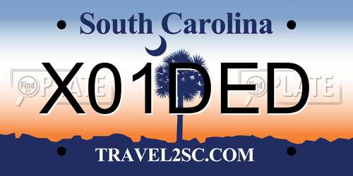 X01DED South Carolina License Plate