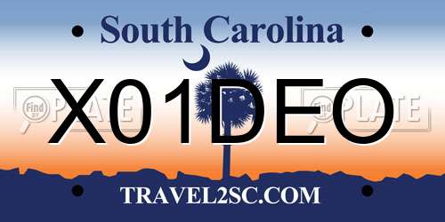 X01DEO South Carolina License Plate