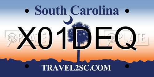 X01DEQ South Carolina License Plate