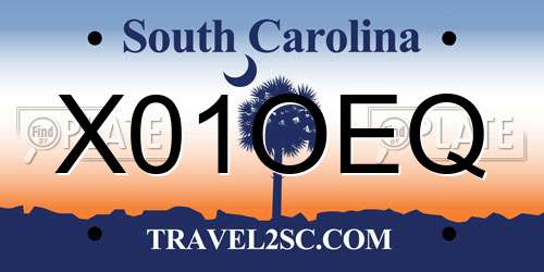 X01OEQ South Carolina License Plate