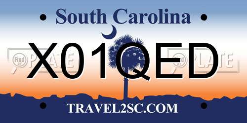X01QED South Carolina License Plate