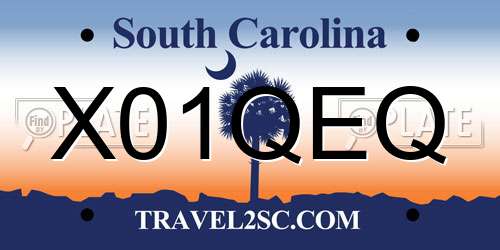 X01QEQ South Carolina License Plate