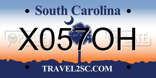 X057OH South Carolina License Plate