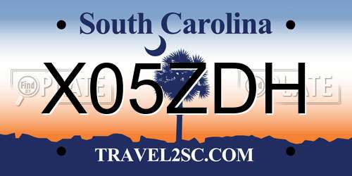 X05ZDH South Carolina License Plate