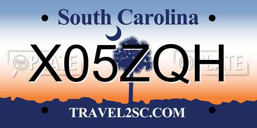 X05ZQH South Carolina License Plate