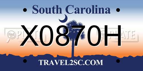 X0870H South Carolina License Plate