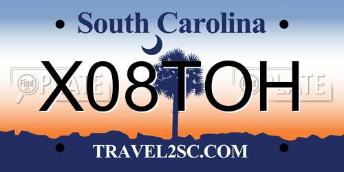 X08TOH South Carolina License Plate
