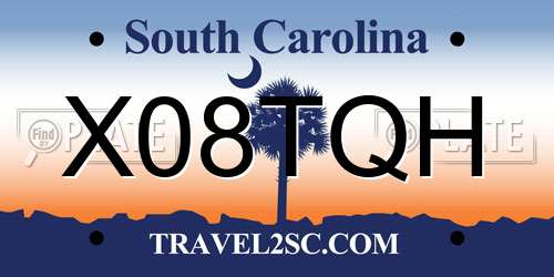 X08TQH South Carolina License Plate