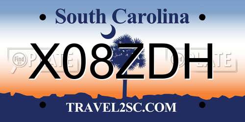 X08ZDH South Carolina License Plate