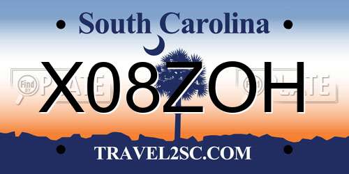 X08ZOH South Carolina License Plate