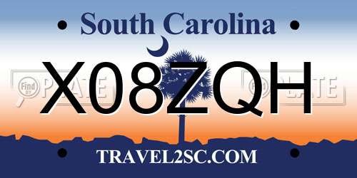 X08ZQH South Carolina License Plate