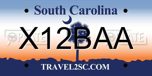 X12BAA South Carolina License Plate