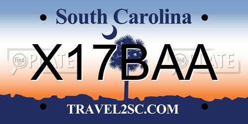 X17BAA South Carolina License Plate