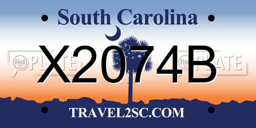 X2074B South Carolina License Plate
