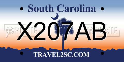 X207AB South Carolina License Plate