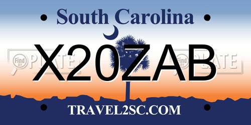 X20ZAB South Carolina License Plate