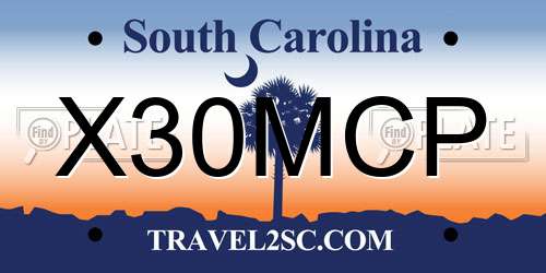 X30MCP South Carolina License Plate