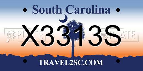 X3313S South Carolina License Plate