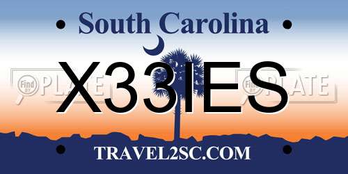X33IES South Carolina License Plate