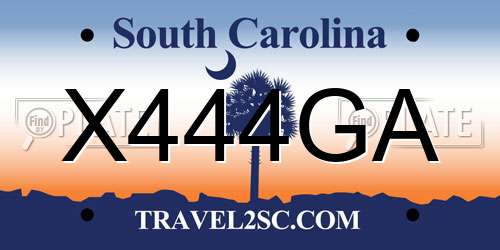 X444GA South Carolina License Plate