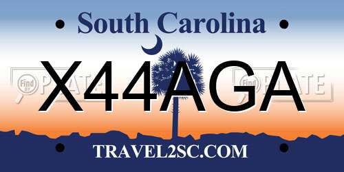 X44AGA South Carolina License Plate