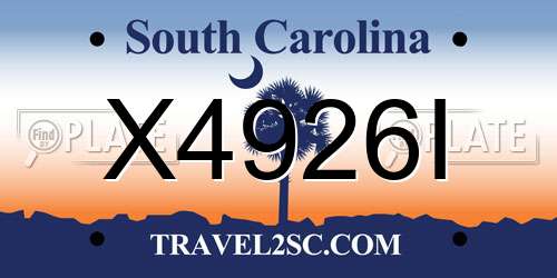 X4926I South Carolina License Plate