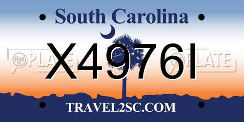 X4976I South Carolina License Plate