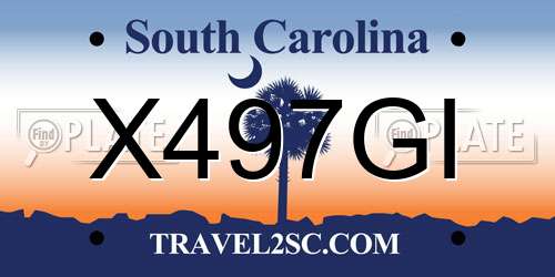 X497GI South Carolina License Plate