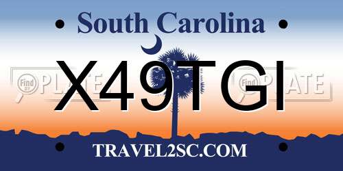 X49TGI South Carolina License Plate
