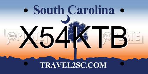 X54KTB South Carolina License Plate