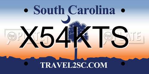 X54KTS South Carolina License Plate