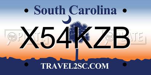 X54KZB South Carolina License Plate