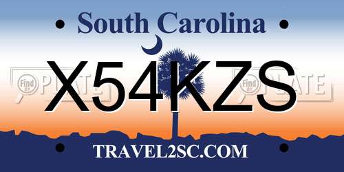 X54KZS South Carolina License Plate
