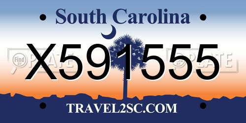 X591555 South Carolina License Plate