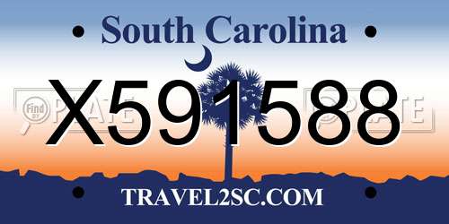 X591588 South Carolina License Plate